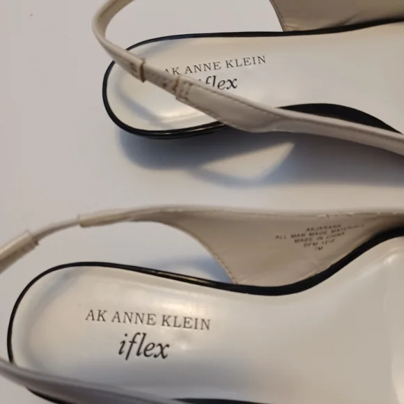 Anne Klein Open Toe Ivory/ Black Shoes Sz 7 - Picture 8 of 8